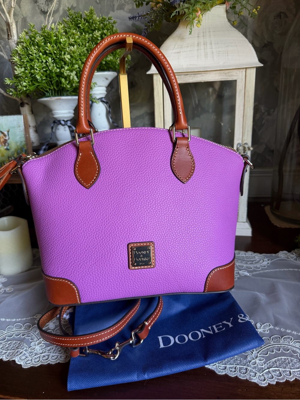 NWT Dooney & Bourke Orchid Pebble Grain Geena Satchel R1327 OD